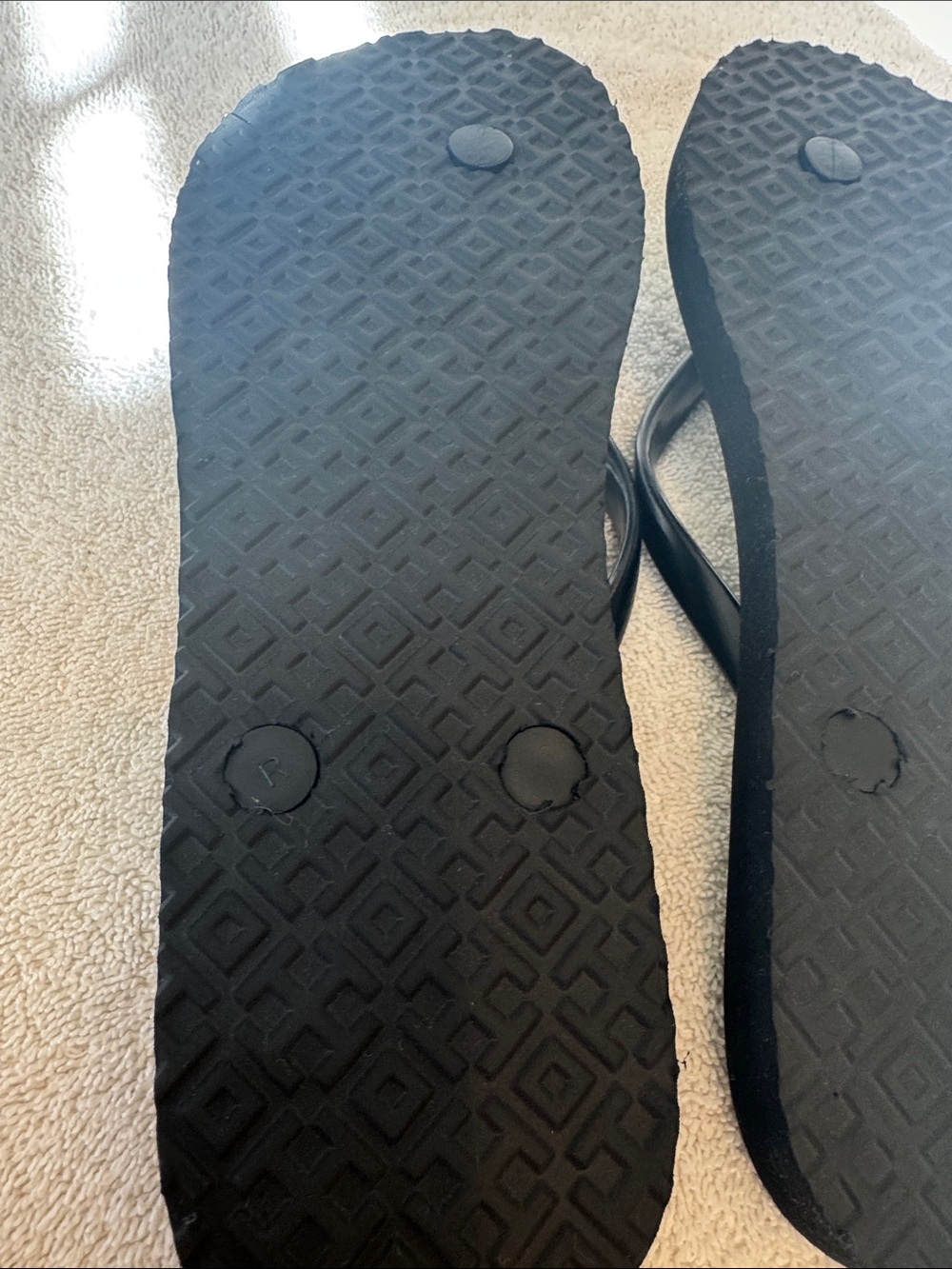Tory Burch NWOT Black and Gray Logo Flip Flops Women’s 8 - Picture 10 of 11